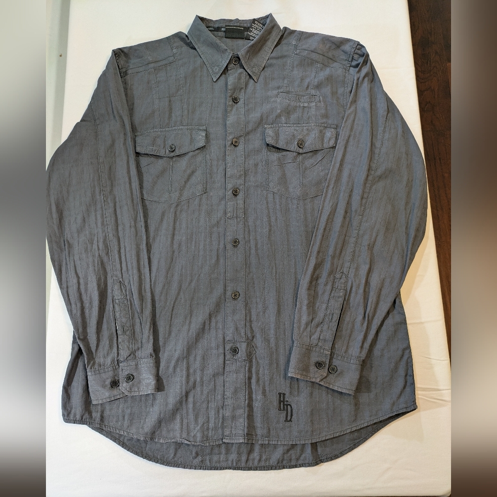 Harley-Davidson Gray Casual Button Down Long Sleeve Shirt
